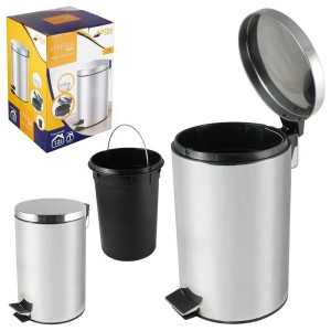 LIXEIRA,12LITROS,INOX,COM,BALDE,PLASTICO