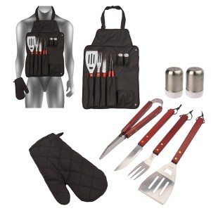  KIT CHURRASCO 8 PCS (AVENTAL ESTOJO)