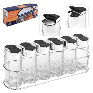 PORTA CONDIMENTO HORIZ COM 6PCS SUPORTE ARAMADO