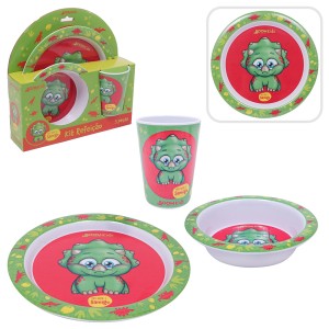 Kit de Refeição Infantil com 3 peças - Menino Dinossauro Samigo