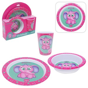 Kit de Refeição Infantil com 3 peças - Menina Elefante Gigica